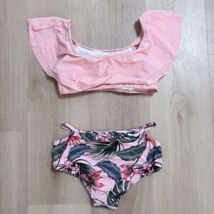 NWT Tropical Matching Twinning Swimsuit Bikini Pink Palm Leaf Adult XL
